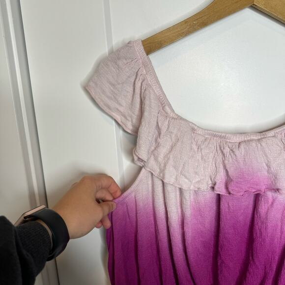 Free People Cora Pink Ombré Off The Shoulder Cropped Top Size Small - Picture 4 of 5